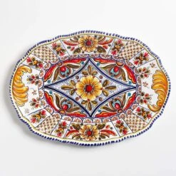 De La Cal Ceramics Multicolor Traditional Large Oval Platter