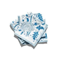 J. Catma Mughal Flower Block Print Cocktail Napkins - Set Of 4