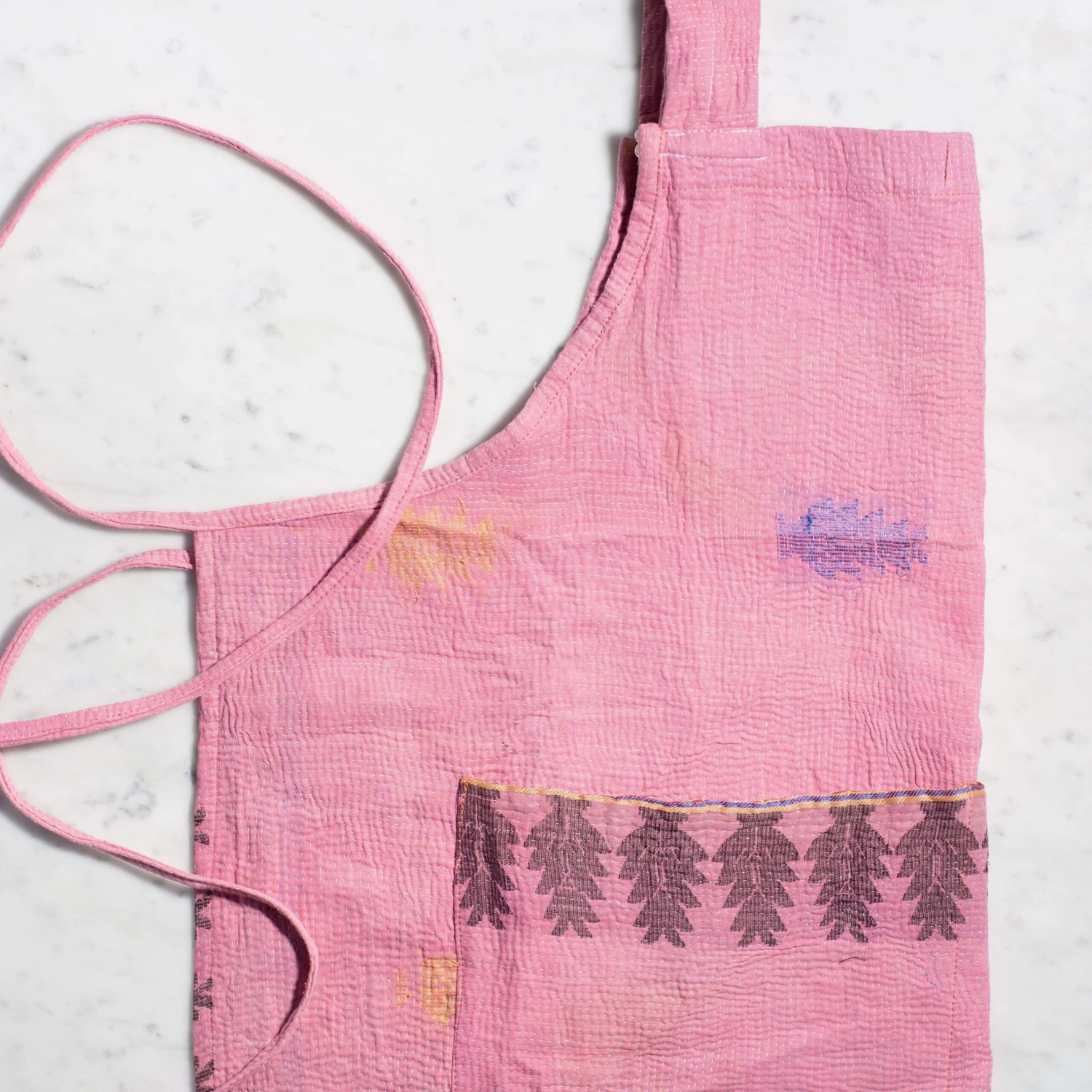 J. Catma Upcycled Kantha Apron — Red/Pink Color Way 5 J. Catma Upcycled Kantha Apron — Red/Pink Color Way - Image 3