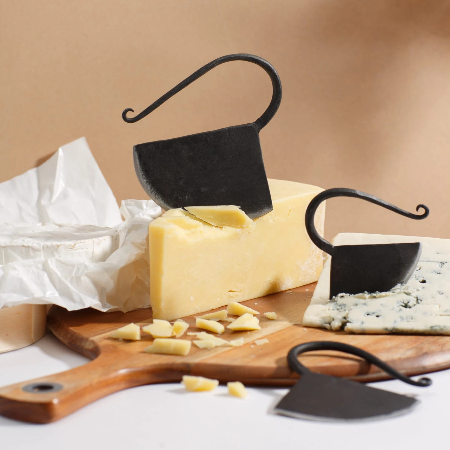 Magenta Citrine Forged Iron Cheese Knives — Set Of 3 4 Magenta Citrine Forged Iron Cheese Knives — Set Of 3 - Image 2