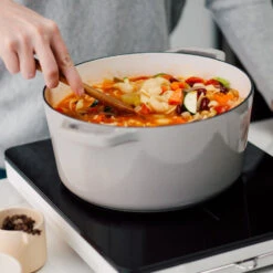 Milo By Kana 5.5-Quart Enameled Dutch Oven — Pebble -Food Sale Stores milo by kana 55 quart enameled dutch oven pebble equipment milo by kana 746410