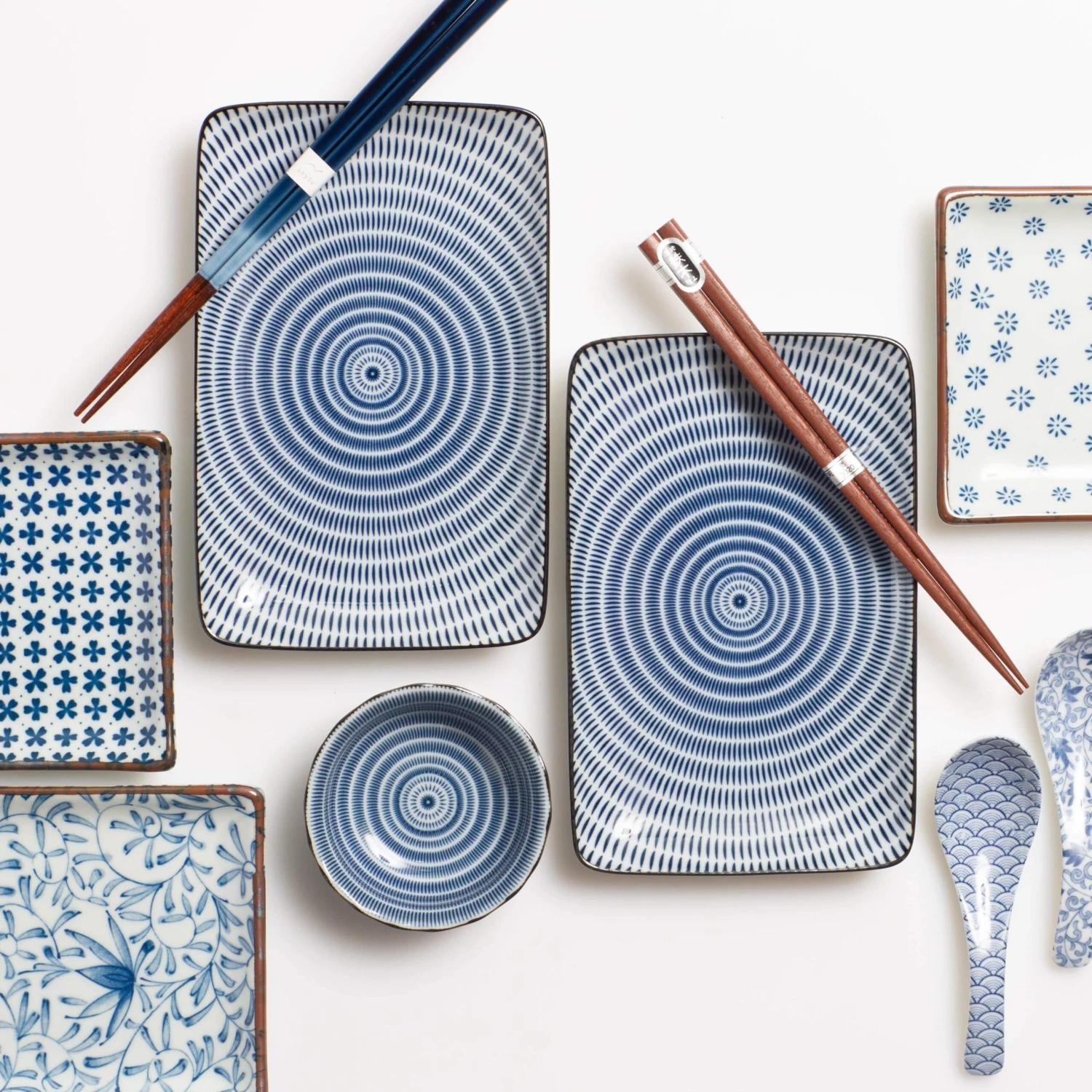 Miya Company Blue And White 5-inch Square Plate Set 4 Miya Company Blue And White 5-inch Square Plate Set - Image 2