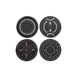 Paguro Upcycle Circle Handcrafted Rubber Coaster - Set Of 4
