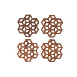 Paguro Upcycle Cubix Upcycled Teak Wood Coasters - Set Of 4