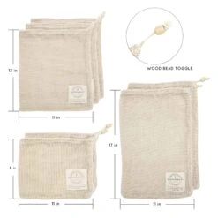 SandStone And Sage Organic Cotton Produce Bags – 7-Piece Set -Food Sale Stores sandstone and sage organic cotton produce bags 7 piece set sandstone and sage 28315333263417