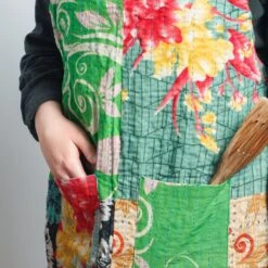 Serrv International Upcycled Kantha Sari & Denim Apron -Food Sale Stores serrv international upcycled kantha sari denim apron soft goods serrv international 673861